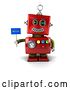 Clip Art of Retro 3d Red Metal Robot Holding a Hello Sign by Stockillustrations