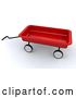 Clip Art of Retro 3d Red Toy Wagon with a Handle by KJ Pargeter