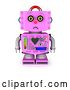 Clip Art of Retro 3d Sad Pink Female Robot Pouting, on a White Background by Stockillustrations