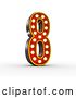 Clip Art of Retro 3d Theater Light Bulb Styled Number 8, on a White Background, with Clipping Path by Stockillustrations