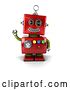 Clip Art of Retro 3d Waving Red Metal Robot by Stockillustrations