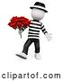 Clip Art of Retro 3d White French Guy with Roses, on a White Background by Texelart