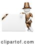 Clip Art of Retro 3d White Guy Thanksgiving Pilgrim with a Blank Sign, on a White Background by