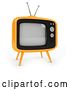 Clip Art of Retro 3d Yellow Box Tv by BNP Design Studio