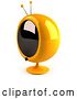 Clip Art of Retro 3d Yellow Round Television - Version 7 by Julos