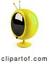 Clip Art of Retro 3d Yellow Round Television - Version 8 by
