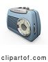 Clip Art of Retro Blue Radio with a Station Dial, on a White Surface by KJ Pargeter