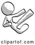 Clip Art of Retro Cartoon Halftone Design Mascot Lady Flying Ninja Kick Right by Leo Blanchette