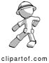 Clip Art of Retro Cartoon Halftone Explorer Ranger Guy Karate Defense Pose Left by Leo Blanchette