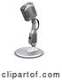 Clip Art of Retro Chrome Microphone with a Little Table Top Stand, on a White Background by KJ Pargeter