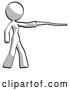 Clip Art of Retro Design Mascot Lady Pointing with Hiking Stick by Leo Blanchette