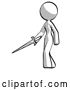 Clip Art of Retro Design Mascot Lady with Sword Walking Confidently by Leo Blanchette