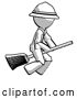 Clip Art of Retro Explorer Guy Flying on Broom by Leo Blanchette
