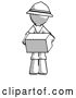Clip Art of Retro Explorer Guy Holding Box Sent or Arriving in Mail by Leo Blanchette