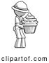 Clip Art of Retro Explorer Guy Holding Large Cupcake Ready to Eat or Serve by Leo Blanchette