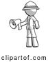 Clip Art of Retro Explorer Guy Holding Megaphone Bullhorn Facing Right by Leo Blanchette