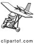Clip Art of Retro Explorer Guy in Ultralight Aircraft Top Side View by Leo Blanchette