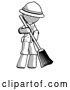 Clip Art of Retro Explorer Guy Sweeping Area with Broom by Leo Blanchette