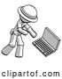 Clip Art of Retro Explorer Guy Throwing Laptop Computer in Frustration by Leo Blanchette