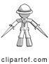 Clip Art of Retro Explorer Guy Two Sword Defense Pose by Leo Blanchette