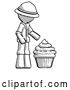 Clip Art of Retro Explorer Guy with Giant Cupcake Dessert by Leo Blanchette