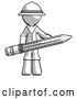 Clip Art of Retro Explorer Guy Writer or Blogger Holding Large Pencil by Leo Blanchette