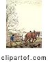 Clip Art of Retro Frame of a Guy and Horses Ploughing by Prawny Vintage