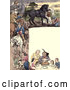 Clip Art of Retro Frame of Dining People and Horses by Prawny Vintage