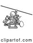 Clip Art of Retro Guy Flying in Gyrocopter Front Side Angle Top View by Leo Blanchette