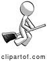 Clip Art of Retro Guy Flying on Broom by Leo Blanchette