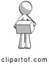 Clip Art of Retro Guy Holding Box Sent or Arriving in Mail by Leo Blanchette