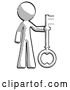 Clip Art of Retro Guy Holding Key Made of Gold by Leo Blanchette