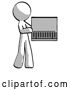 Clip Art of Retro Guy Holding Laptop Computer Presenting Something on Screen by Leo Blanchette