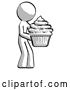 Clip Art of Retro Guy Holding Large Cupcake Ready to Eat or Serve by Leo Blanchette