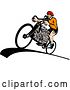 Clip Art of Retro Guy Riding a V8 Engine Bicycle by Patrimonio