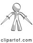 Clip Art of Retro Guy Two Sword Defense Pose by Leo Blanchette