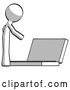 Clip Art of Retro Guy Using Large Laptop Computer Side Orthographic View by Leo Blanchette