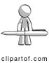 Clip Art of Retro Guy Weightlifting a Giant Pen by Leo Blanchette
