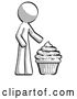 Clip Art of Retro Guy with Giant Cupcake Dessert by Leo Blanchette