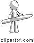 Clip Art of Retro Guy Writer or Blogger Holding Large Pencil by Leo Blanchette