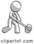 Clip Art of Retro Halftone Design Mascot Guy Hitting with Sledgehammer, or Smashing Something at Angle by Leo Blanchette