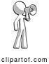 Clip Art of Retro Halftone Design Mascot Guy Shouting into Megaphone Bullhorn Facing Right by Leo Blanchette