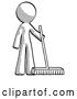 Clip Art of Retro Halftone Design Mascot Guy Standing with Industrial Broom by Leo Blanchette