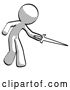 Clip Art of Retro Halftone Design Mascot Guy Sword Pose Stabbing or Jabbing by Leo Blanchette