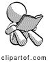 Clip Art of Retro Halftone Design Mascot Lady Reading Book While Sitting down by Leo Blanchette