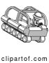 Clip Art of Retro Halftone Explorer Ranger Guy Driving Amphibious Tracked Vehicle Top Angle View by Leo Blanchette