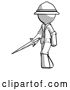 Clip Art of Retro Halftone Explorer Ranger Guy with Sword Walking Confidently by Leo Blanchette