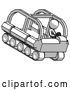 Clip Art of Retro Lady Driving Amphibious Tracked Vehicle Top Angle View by Leo Blanchette
