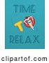 Clip Art of Retro Lady Floating on an Inner Tube with Time to Relax Text by Eugene
