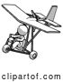 Clip Art of Retro Lady in Ultralight Aircraft Top Side View by Leo Blanchette